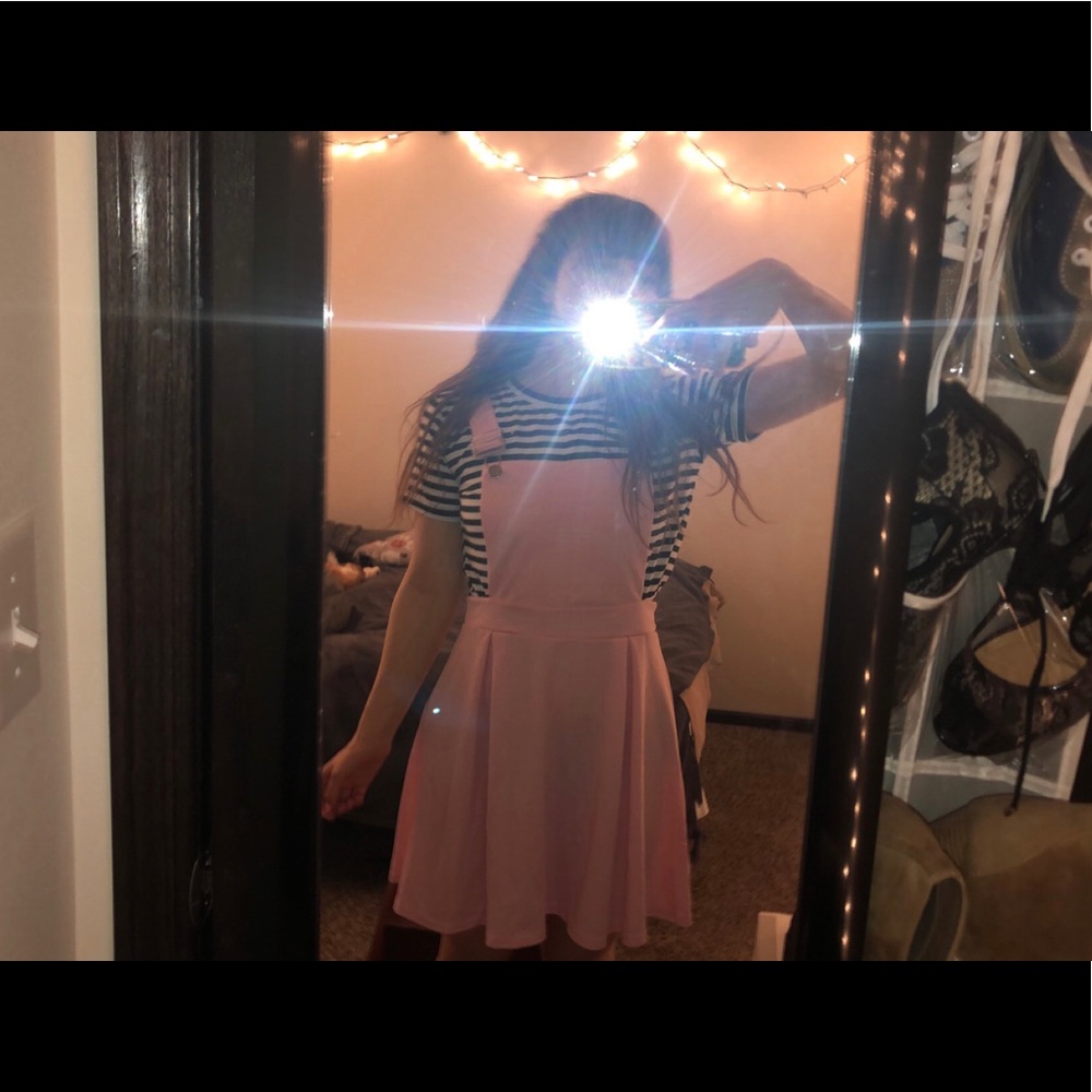 Shein Pink Overall Dress and Shirt SET